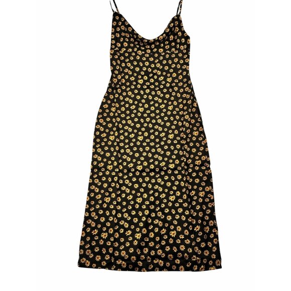 WeWoreWhat Black Babydoll Midi Slip Dress Size 6 Daisy Print Fairy Grunge NWT - Picture 4 of 13